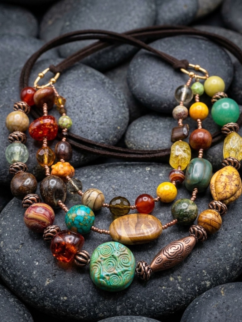 Bohemian Multicolor Beaded Statement Necklace
